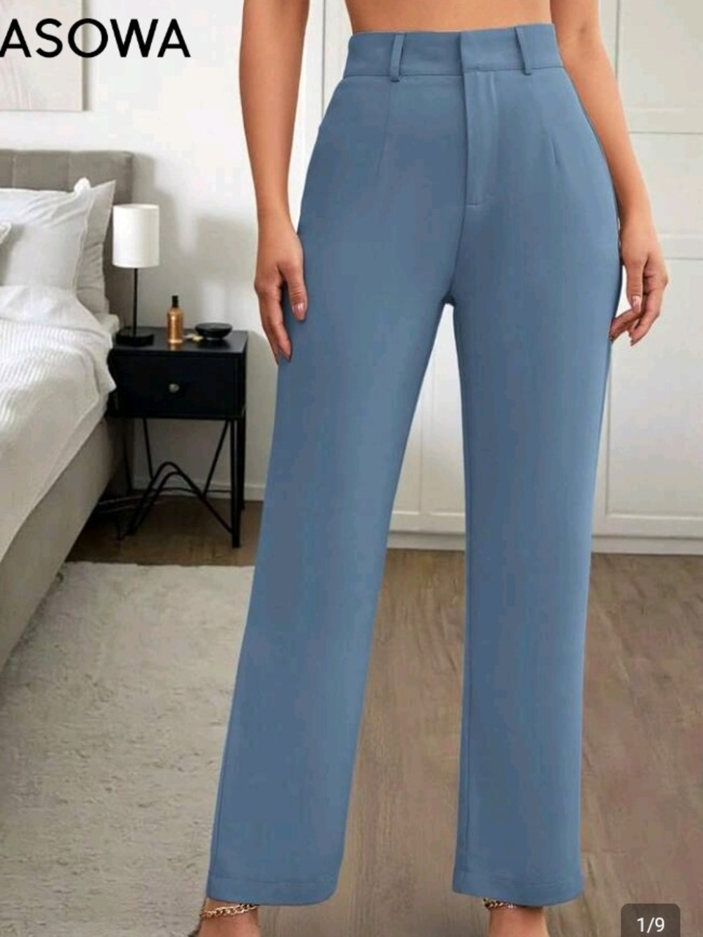 SHEIN Tailored High-Waist Wide Leg Pants in Dusty Blue